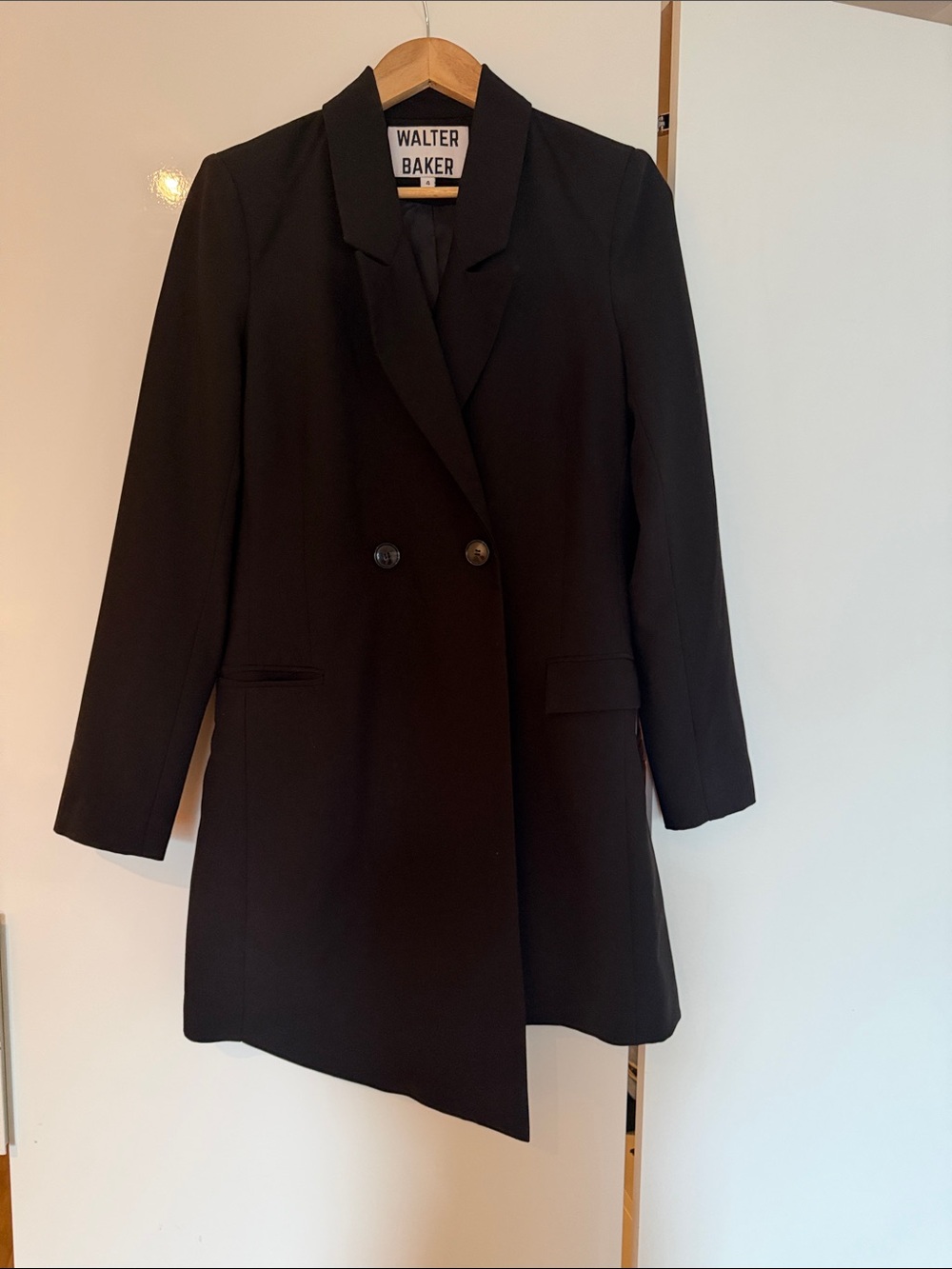 Walter Baker Black Double-Breasted Long Blazer